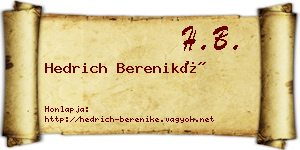 Hedrich Bereniké névjegykártya